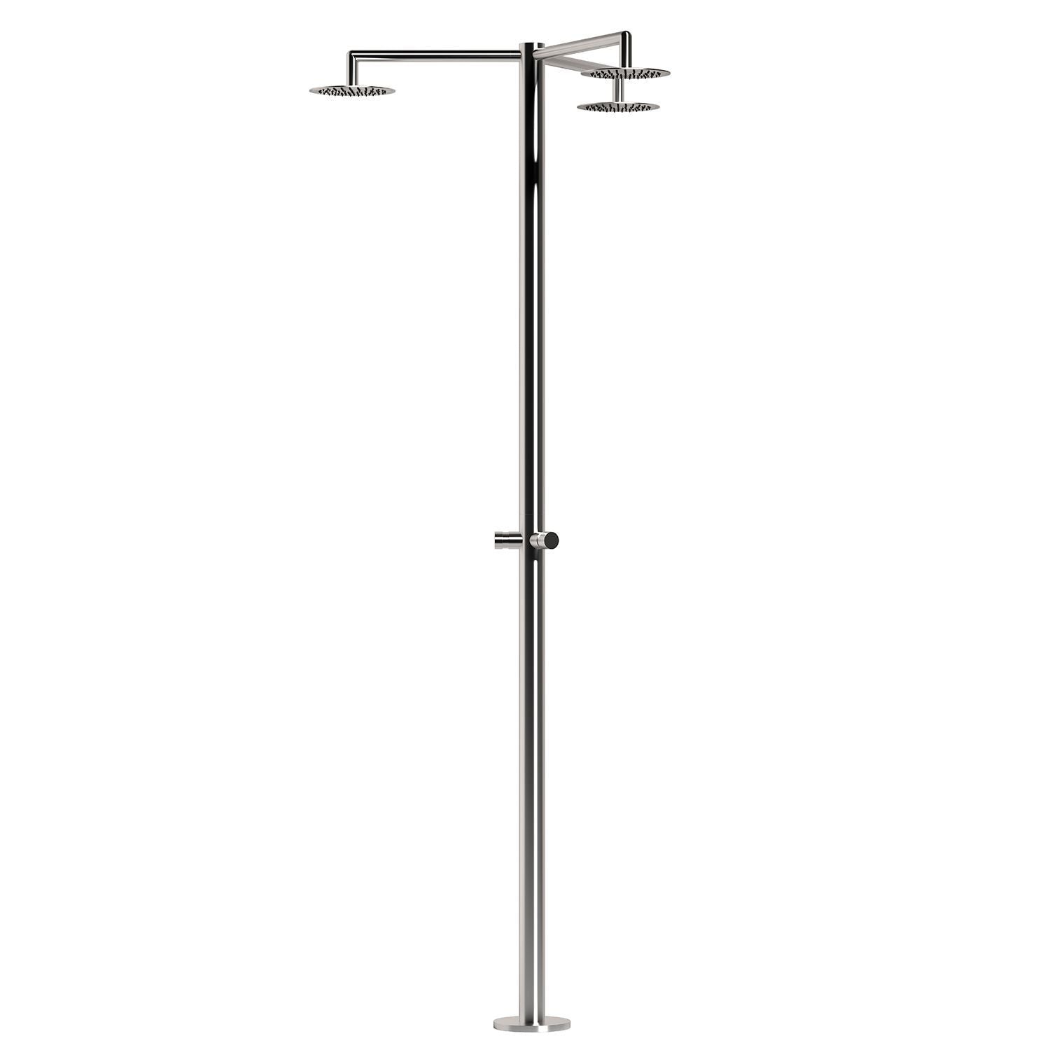 SINED Douche Extérieure avec Triple Pomme de Douche en Acier Inoxydable 316L Nautique Résiste à la Corrosion Inox Satiné Design Fonctionnel pour Piscines et Espaces Publics - Modèle Cerbère