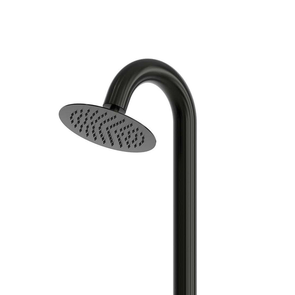 Douche Sined Inox Luna Tmp Noire Douche en Acier Inoxydable Double Connexion d'Eau Froide Latérale ou Inférieure Temporisée Douche d'Eau Froide avec Pulvérisateur et Mélangeur Rond Noir