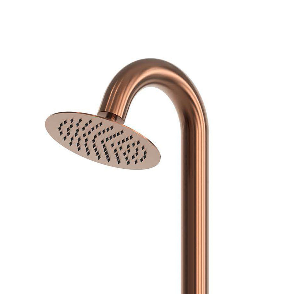 Sined Douche en Acier Inoxydable Luna Tmp Or Rose Douche en Acier Inoxydable Double Connexion d'Eau Froide Latérale ou Inférieure Temporisée Douche d'Eau Froide avec Pulvérisateur et Mélangeur Rond Or Rose