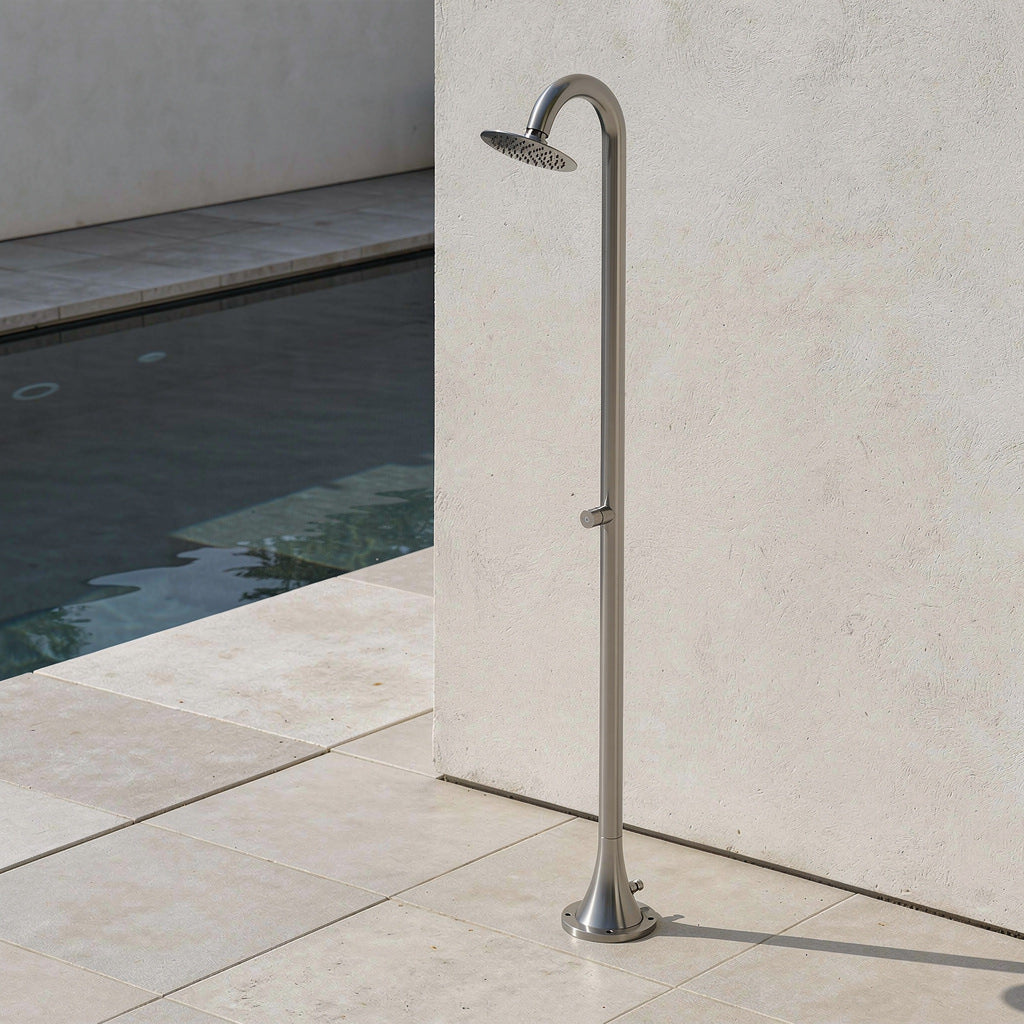 Sined Luna Tmp Ducha Acero Inoxidable Ducha Acero Inoxidable Conexión Doble Lateral o Inferior De Agua Fría Ducha Temporizada De Agua Fría Con Rociador y Mezclador Acero Inoxidable Redondorn