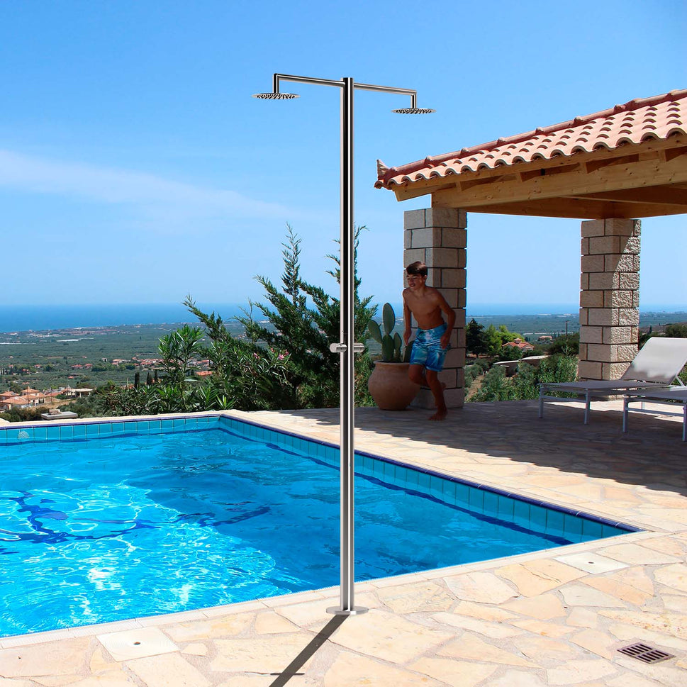 Douche Extérieure 2 Souffleurs Temporisée Eau Froide Seulement Sined