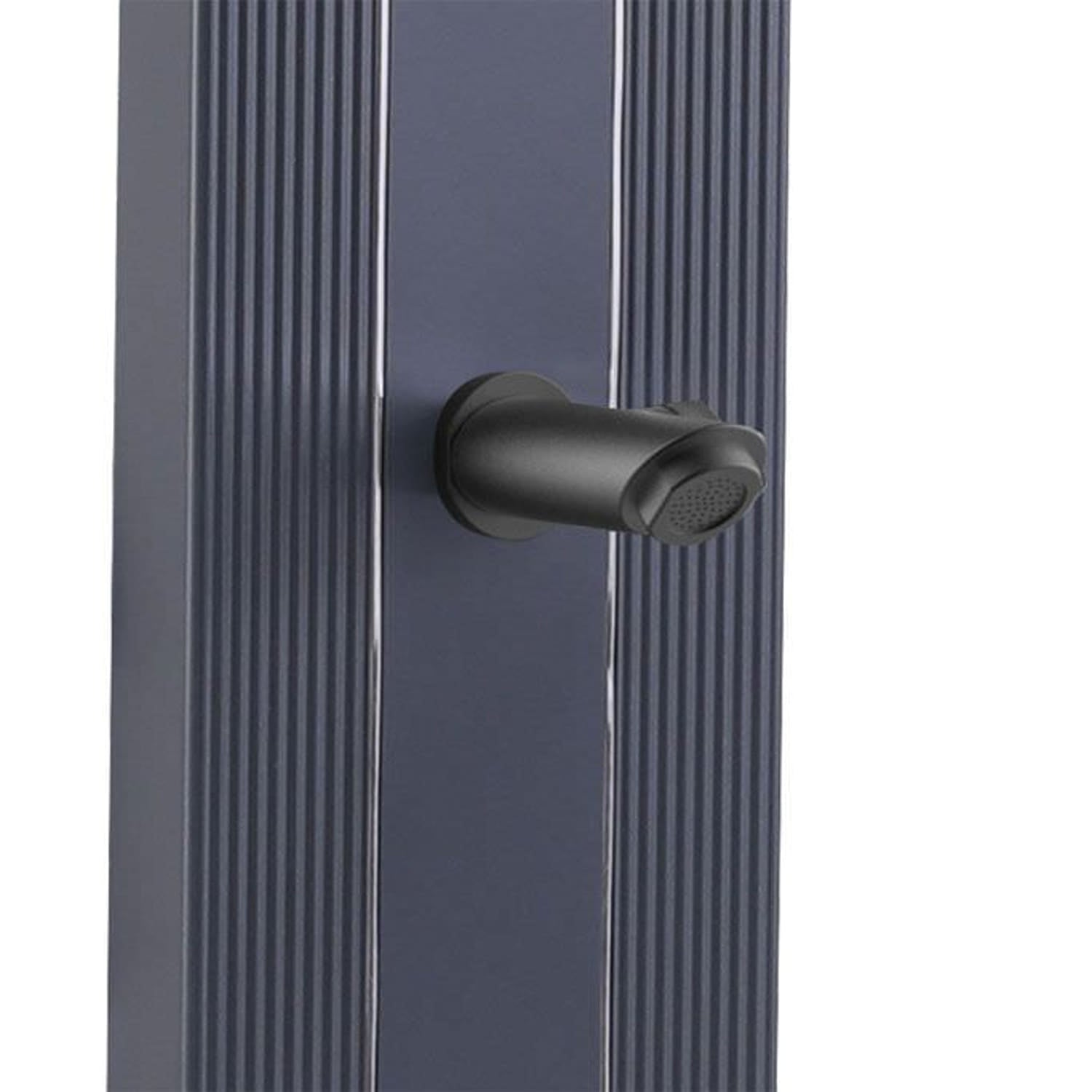 SINED Douche Solaire pour Piscine Extérieure en Gris Structure Courbe en Aluminium et Réservoir de 30 Litres Hauteur 2254 cm Avec Grande Pomme Carrée et Robinet pour Pieds DOCCIALEAGRIGIA