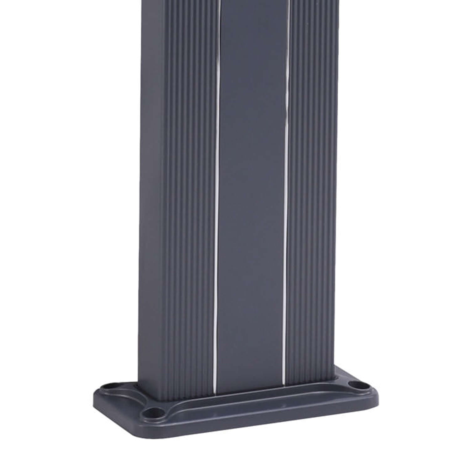 SINED Douche Solaire pour Piscine Extérieure en Gris Structure Courbe en Aluminium et Réservoir de 30 Litres Hauteur 2254 cm Avec Grande Pomme Carrée et Robinet pour Pieds DOCCIALEAGRIGIA