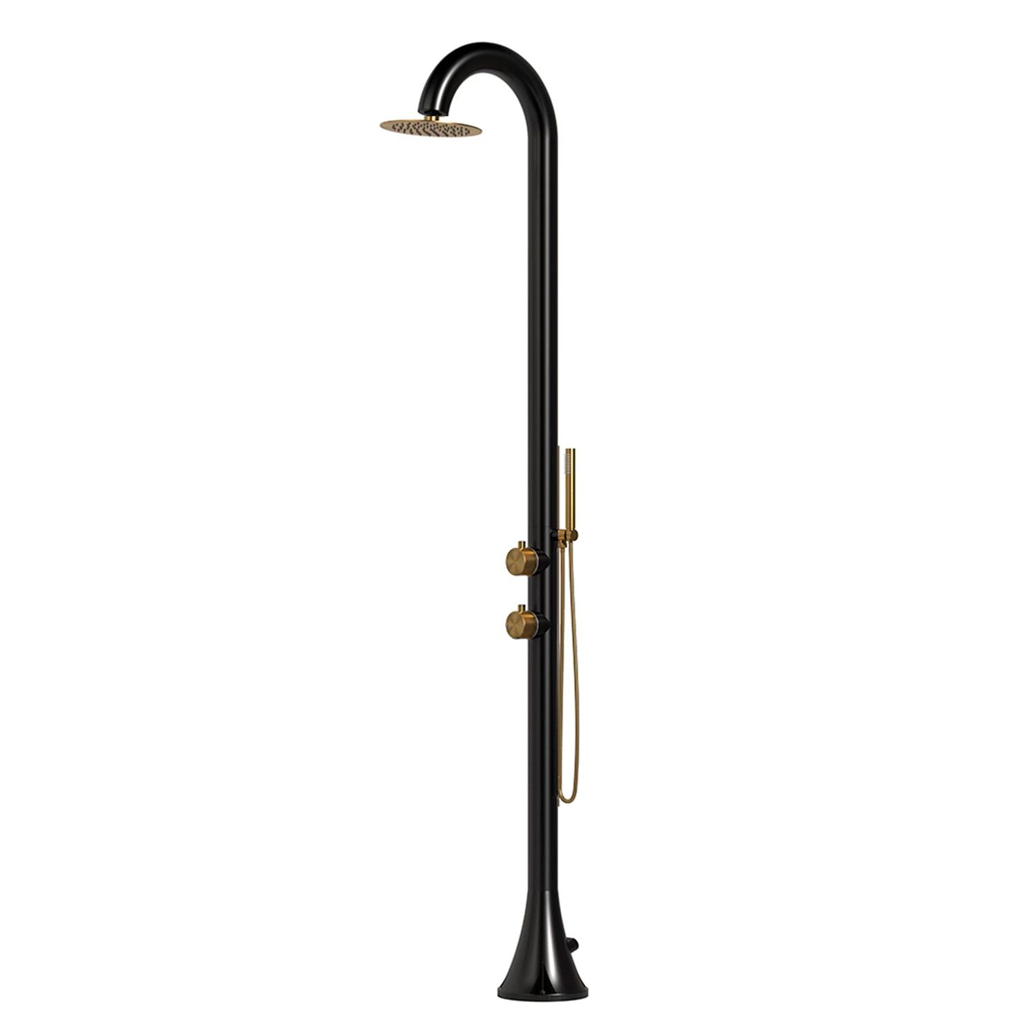 SINED Ducha Moon D Acero Inoxidable Negro 316l Con Teleducha Flexible Con Entradas Dobles Para Agua Caliente Y Fría Desde El Lado O Desde Abajo Dos Modos Ideal Para Instalaciones Al Aire Libre