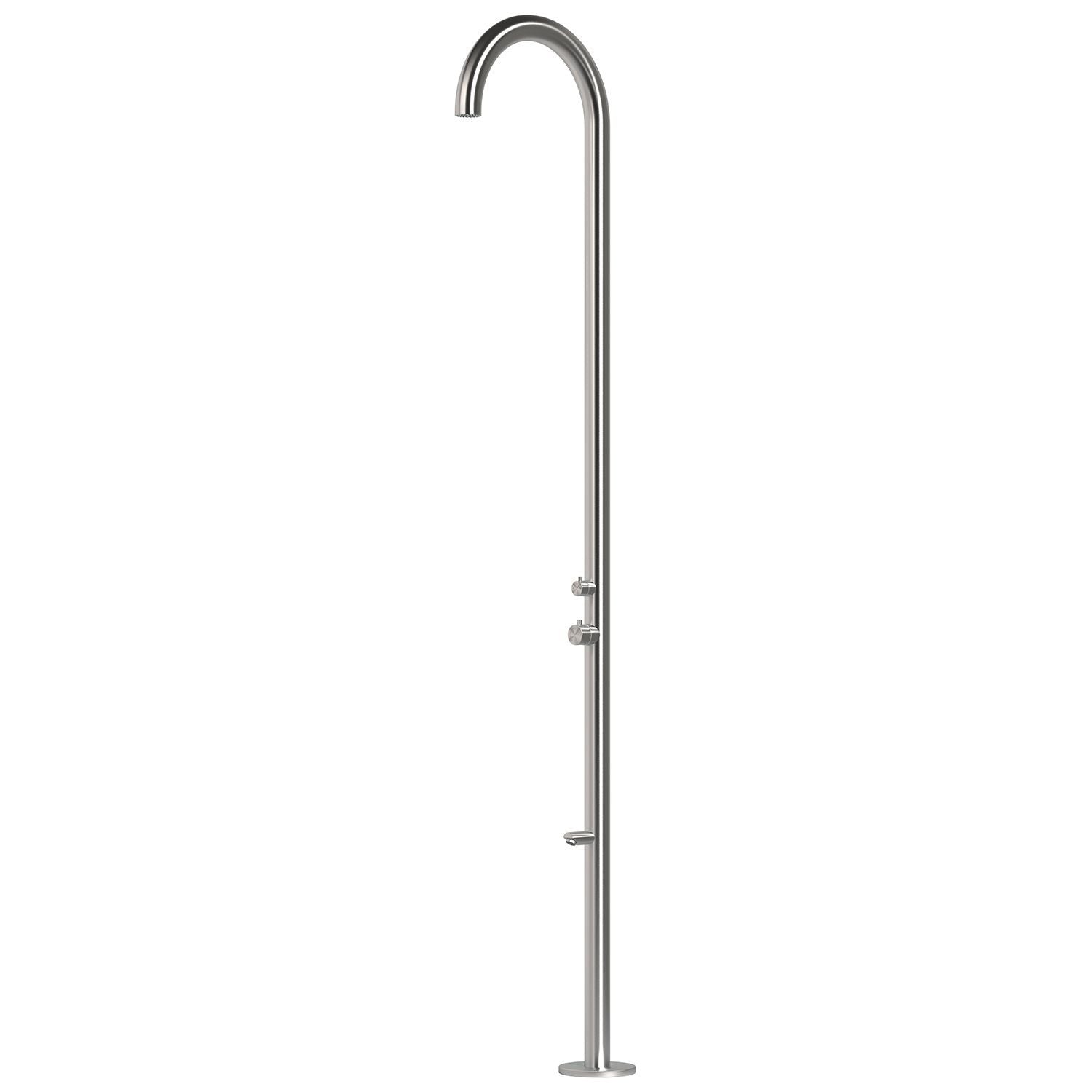 SINED Douche Extérieure Inox Satiné en Acier Inox 316L 244 cm Eau froide/chaude Système Cbox pour une meilleure stabilité design élégant et mitigeur intégré Résiste à la corrosion DOCCIAOLBIAINOX