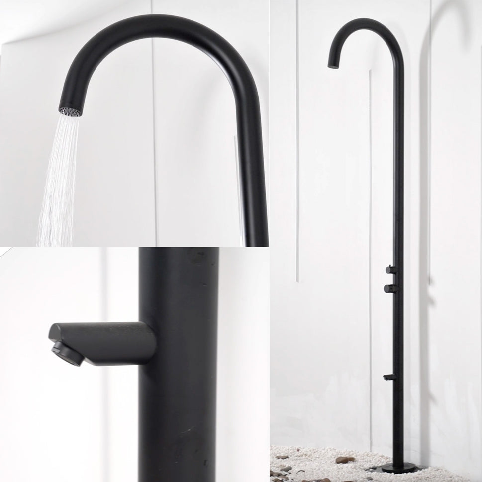 Outdoor Shower With Foot Wash Black Color Stainless Steel 316l Sined