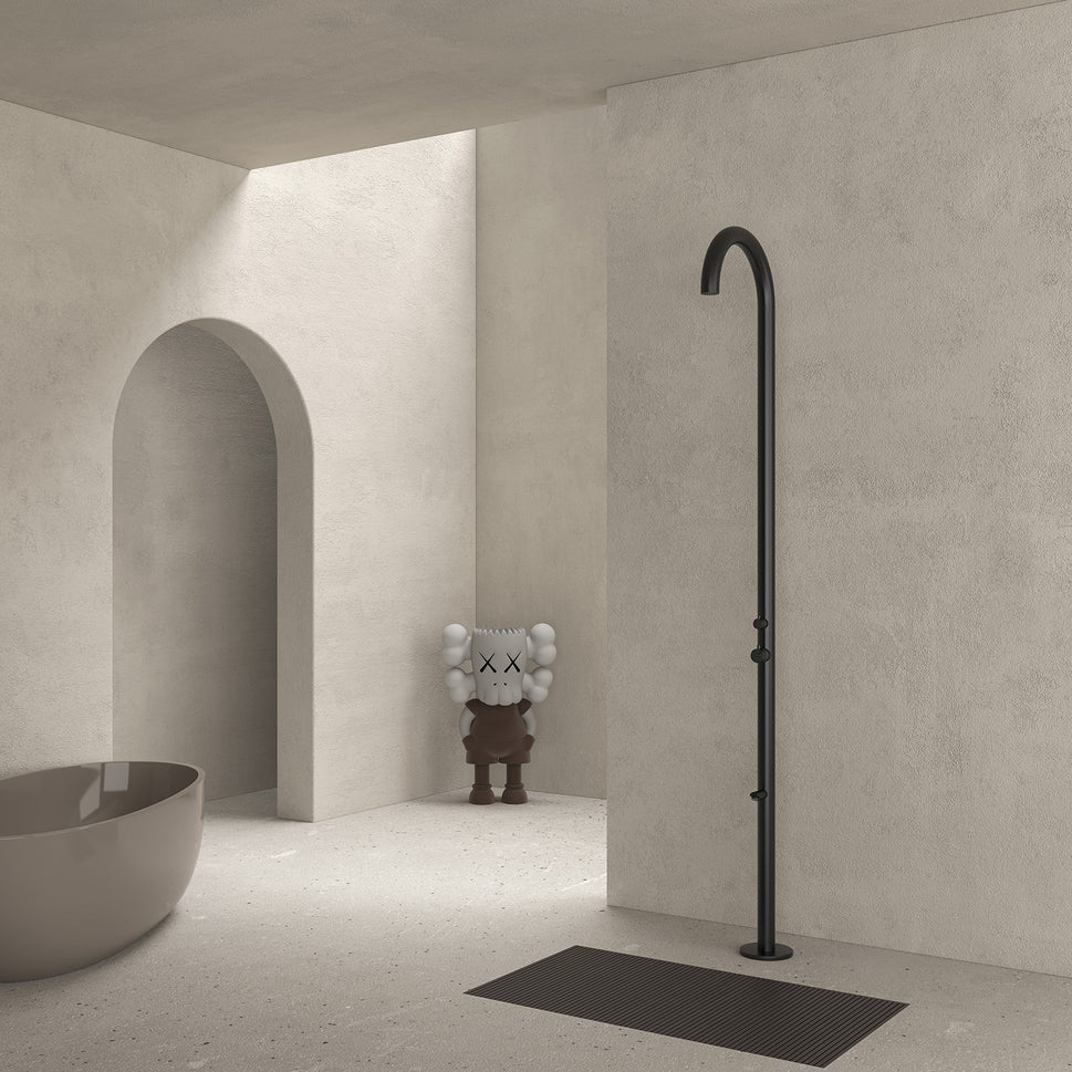 Outdoor Shower With Foot Wash Black Color Stainless Steel 316l Sined