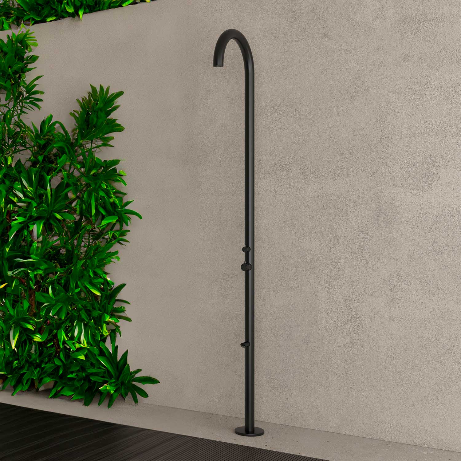 SINED Douche Extérieure Olbia Noire en Acier Inoxydable 316L 244 cm Système Cbox pour une Stabilité Supérieure Idéal pour Environnements Marins Jardins et Piscines