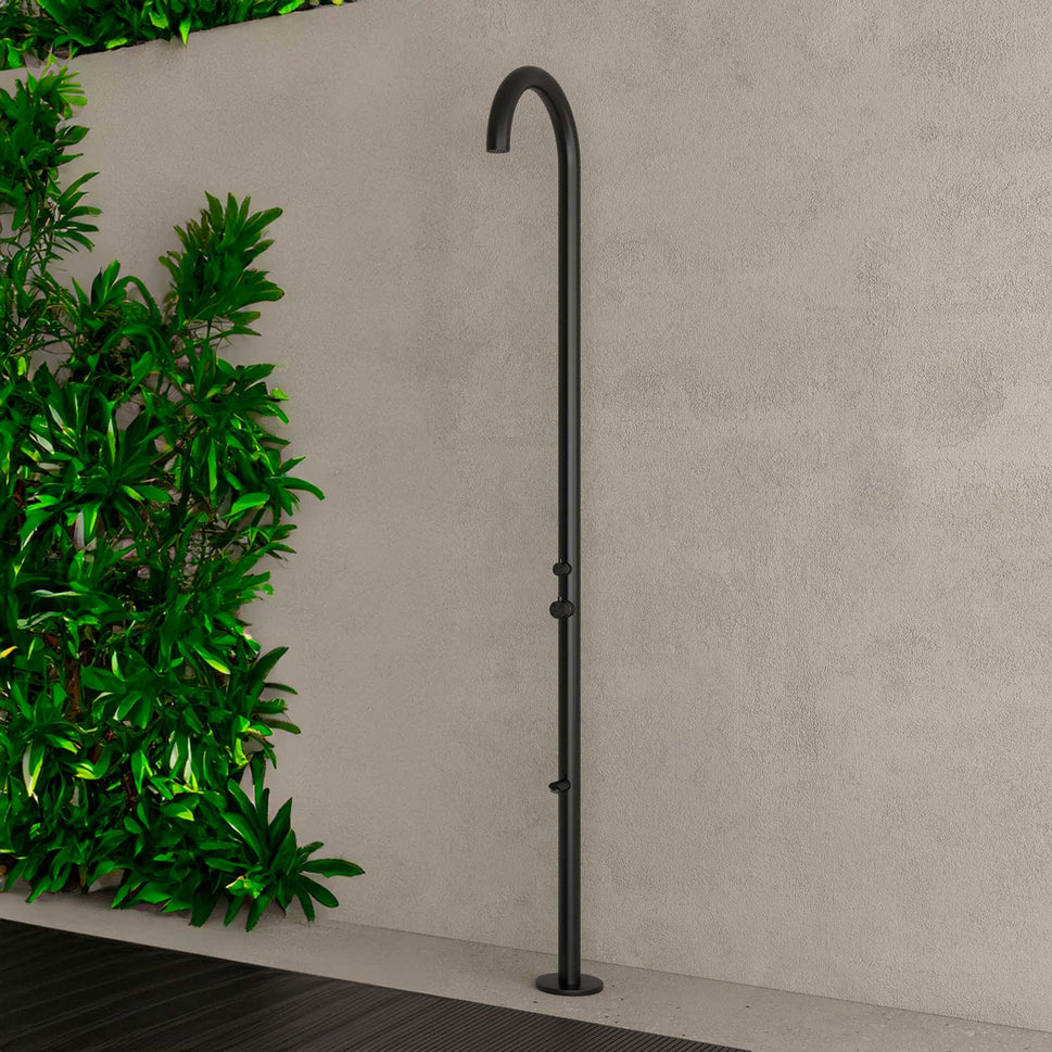 Outdoor Shower With Foot Wash Black Color Stainless Steel 316l Sined