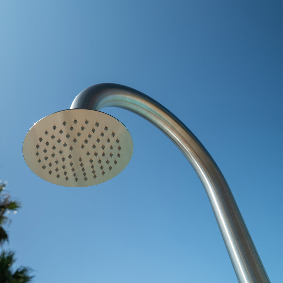 SINED Ducha de Acero Inoxidable AISI 316L Satinado para Agua Fría Resistente a Agentes Atmosfericos Diámetro 6 cm Ideal para Piscinas y Jardines Modelo Palau