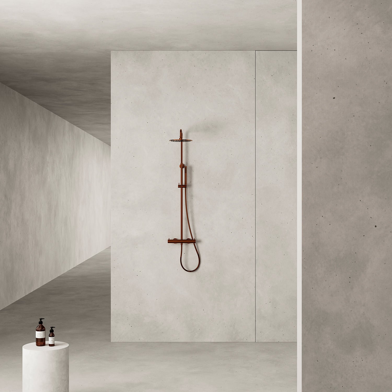 SINED Duche Termostático em Aço Inoxidável 316L em Ouro Rosa para Instalação na Parede com Misturador para Chuveiro de Teto e Chuveirinho de Mão Ideal para Uso Interno e Externo Modelo Levante