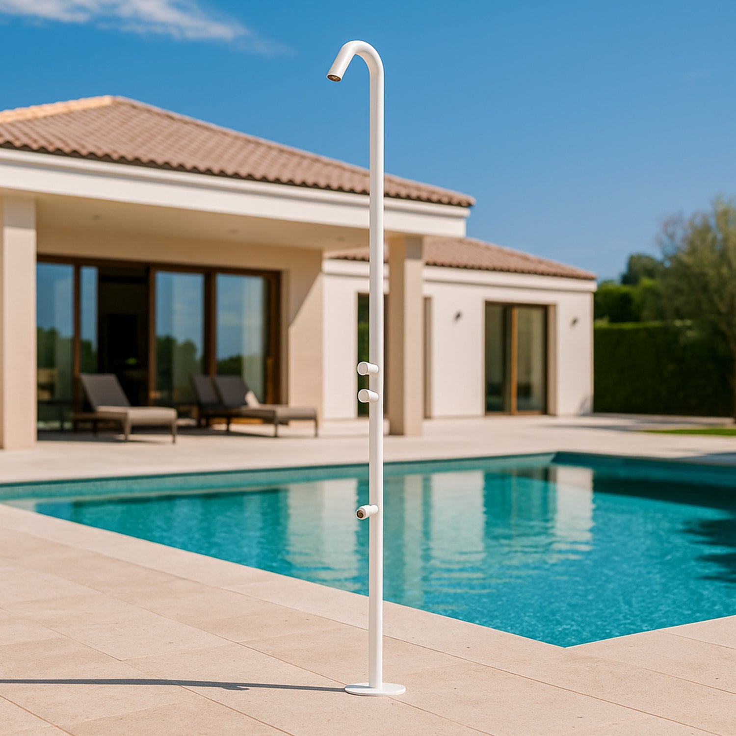 Sined Quartu Acero Inoxidable Ducha Exterior 316l Rociador y Lavapies h 2289 cm Acero Inoxidable Blanco Mate