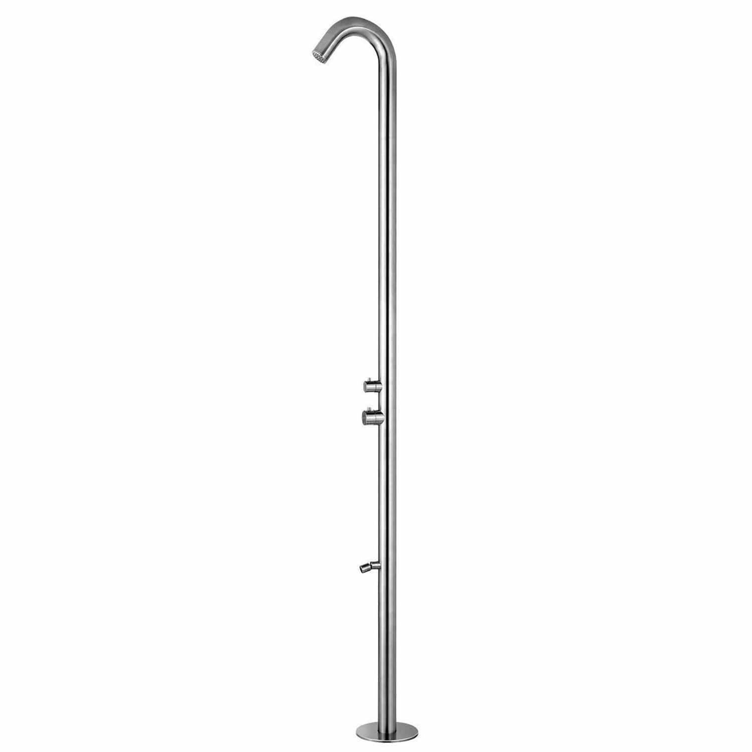 Douche Extérieure Sined Quartu Acier Inoxydable 316l Avec Pommeau et Lave-pieds h 2289 Cm Inox Connexions de Base Cachées