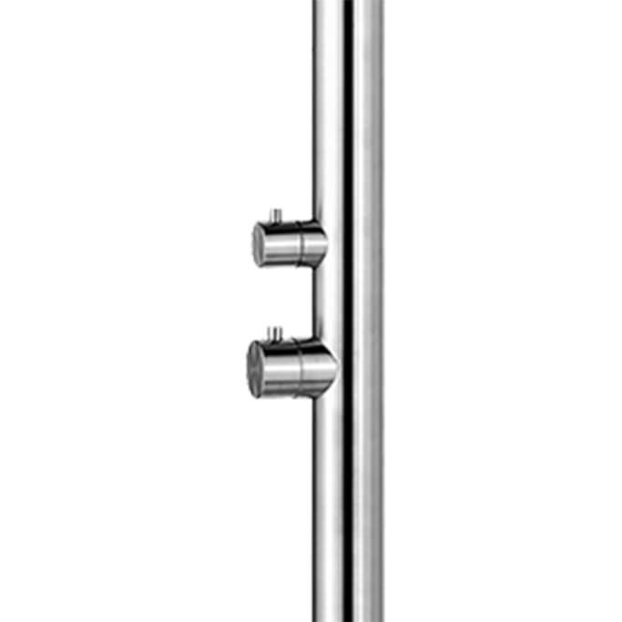 Douche Extérieure Sined Quartu Acier Inoxydable 316l Avec Pommeau et Lave-pieds h 2289 Cm Inox Connexions de Base Cachées