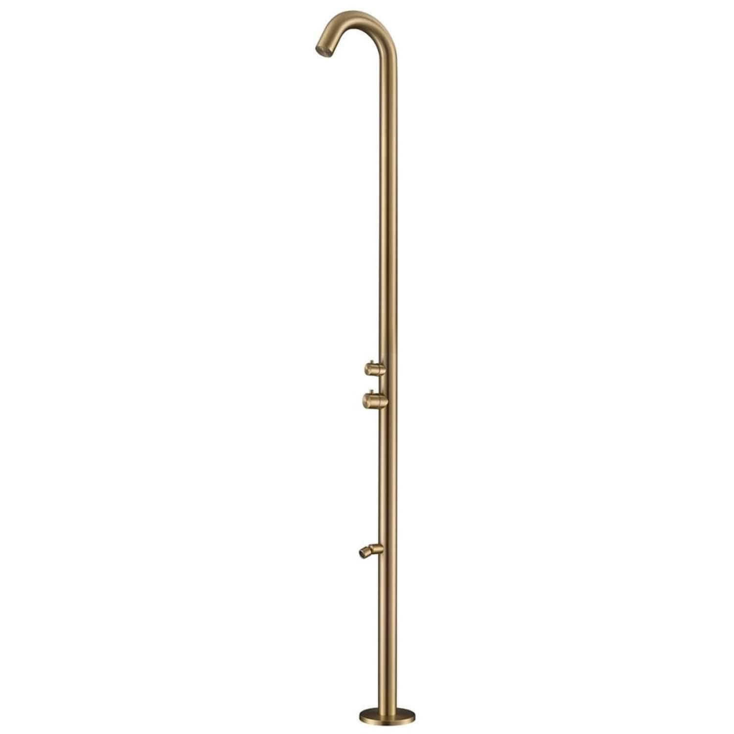 Sined Quartu Acier Inoxydable 316l Douche Extérieure Avec Pommeau et Lave-pieds h 2289 Cm Inox Or Avec Douche Tête Déviateur et Lave-pieds