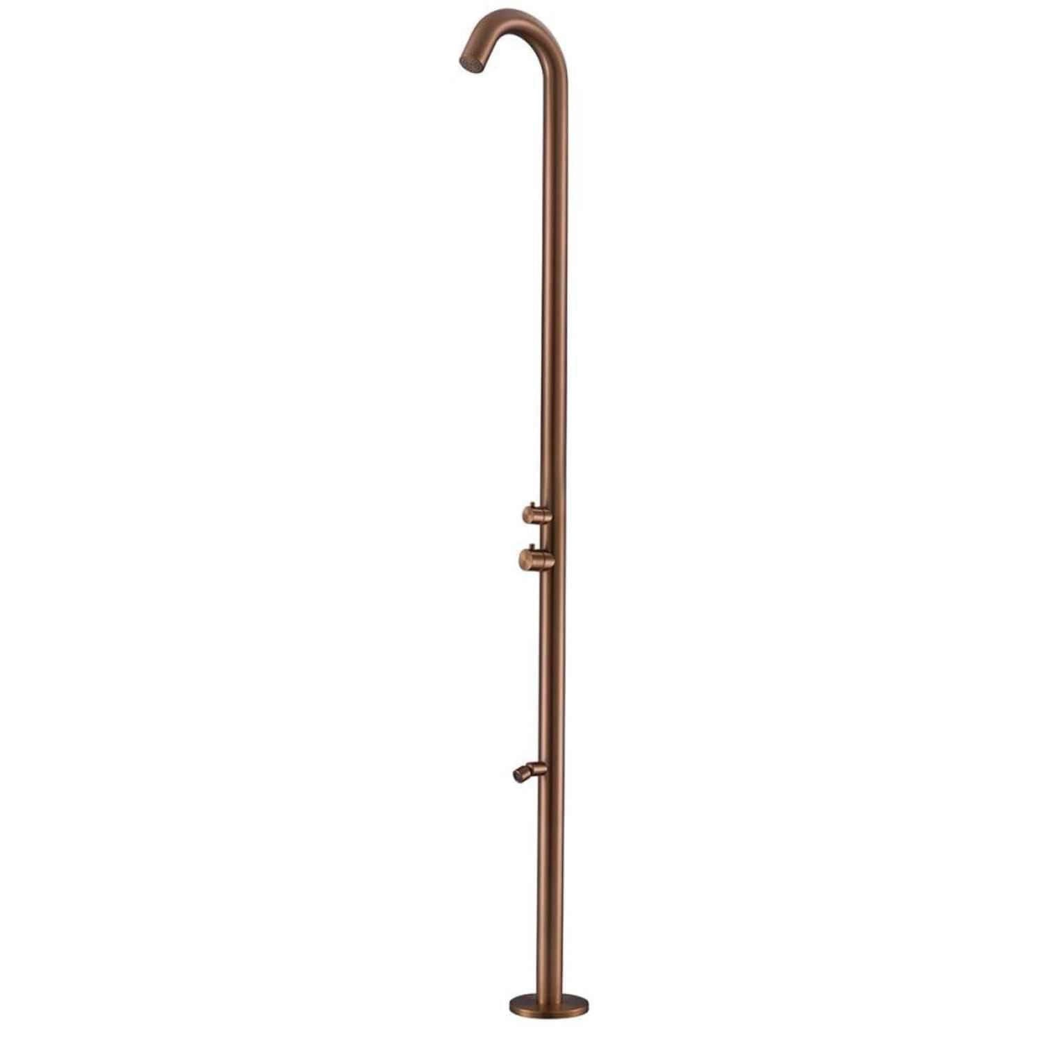 Sined Quartu Acier Inoxydable 316l Douche Extérieure Avec Pommeau et Lave-pieds h 2289 Cm Inox Or Rose Avec Douche Tête, Déviateur et Lave-pieds