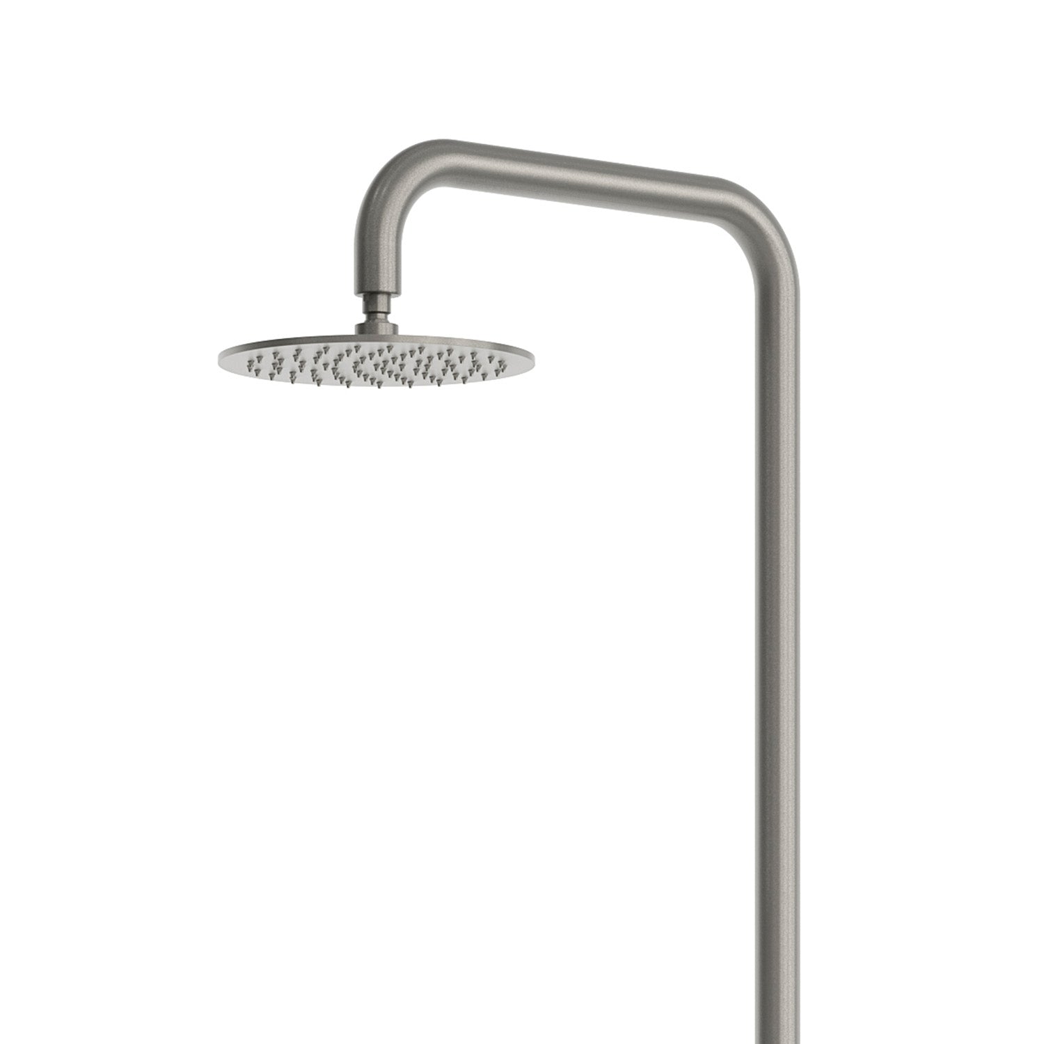SINED doccia esterna in acciaio inox AISI 316L finitura canna di fucile con soffione 25 cm connessione posteriore 1-2 y fijación a suelo con 4 anclajes Santadi Canna Fu