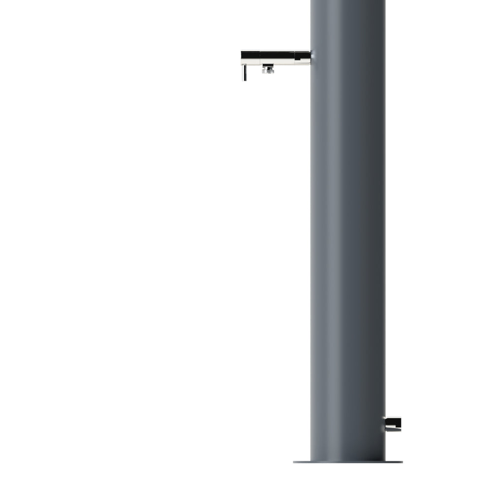 Sined Ducha Solar Rimini Pizarra Gris Ducha De Jardín De Acero Inoxidable Con Calefacción Solar Grifo Mezclador y Lavapies 28 Litros Blanco Ideal Para Jardín Piscina Hotel Playa