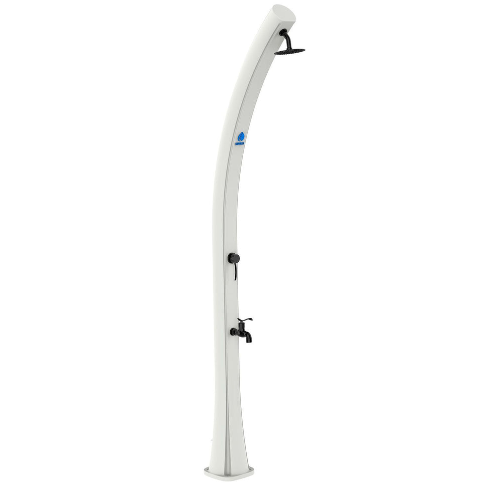 Sined Sole Bianca gebogene Polyethylen-Dusche mit Solarheizung und Fußbad, weiß