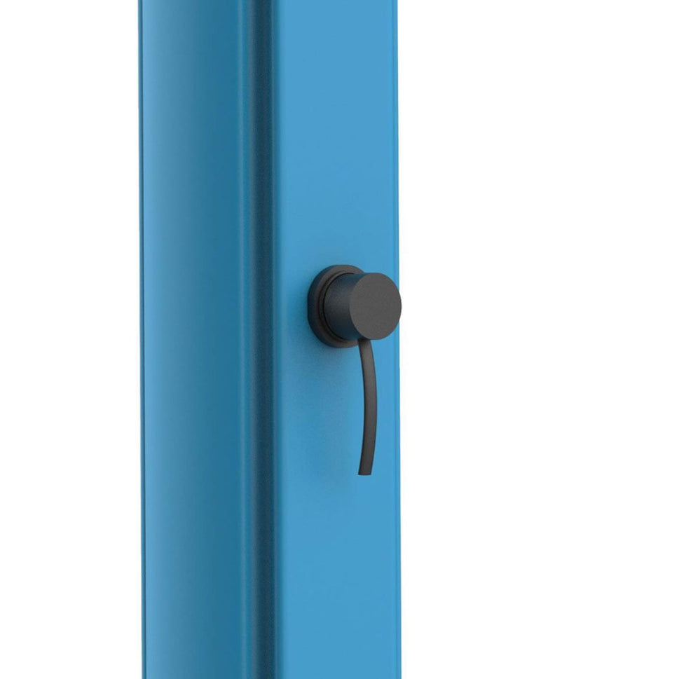 Sined Sole Xxl Zonneboiler Grote Gebogen Met Voetwas en Blauwe Douche Ronde Douche Accessoires Metaal Zwart