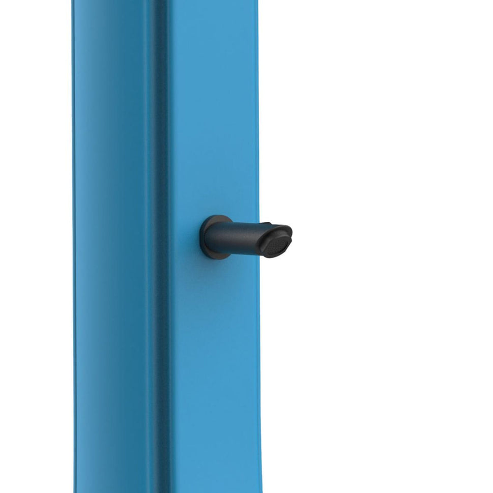 Sined Sole Xxl Zonneboiler Grote Gebogen Met Voetwas en Blauwe Douche Ronde Douche Accessoires Metaal Zwart