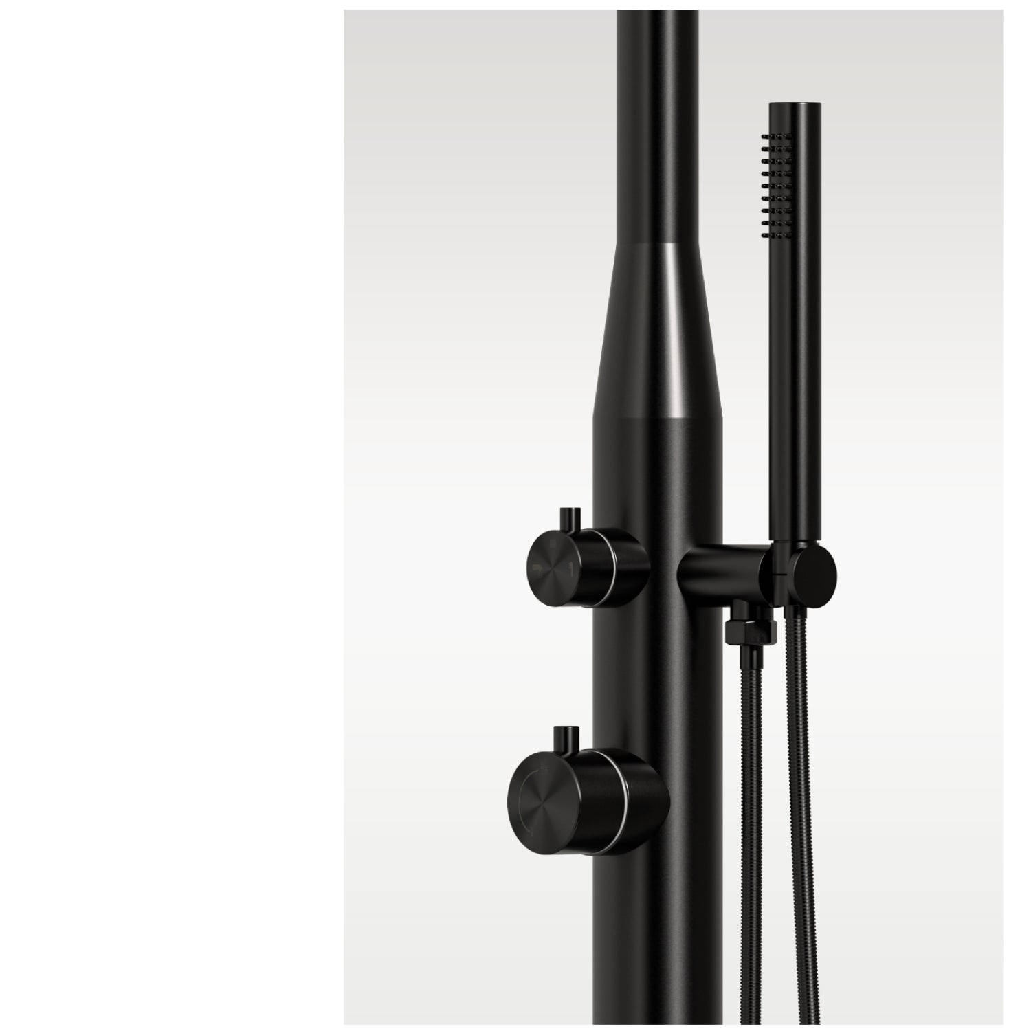 Stainless Steel Shower Stintino with Black Rotating Showerhead Sined