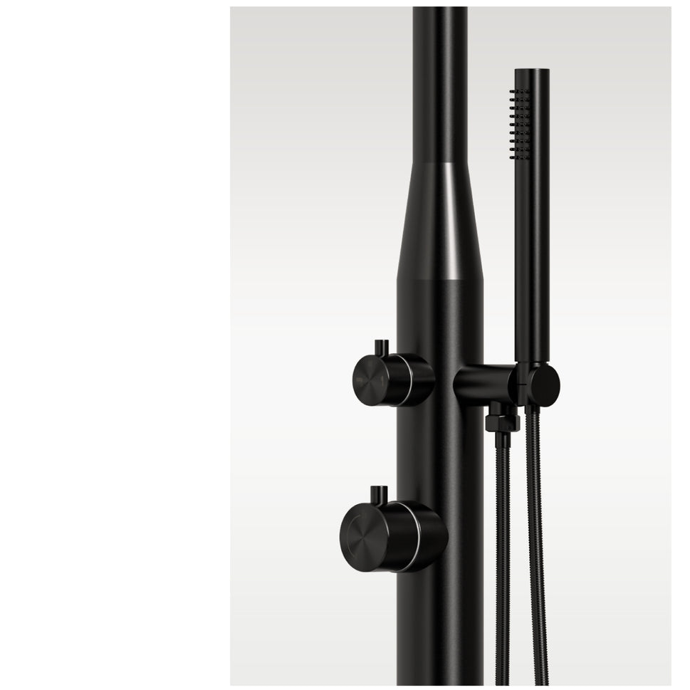 Stainless Steel Shower Stintino with Black Rotating Showerhead Sined