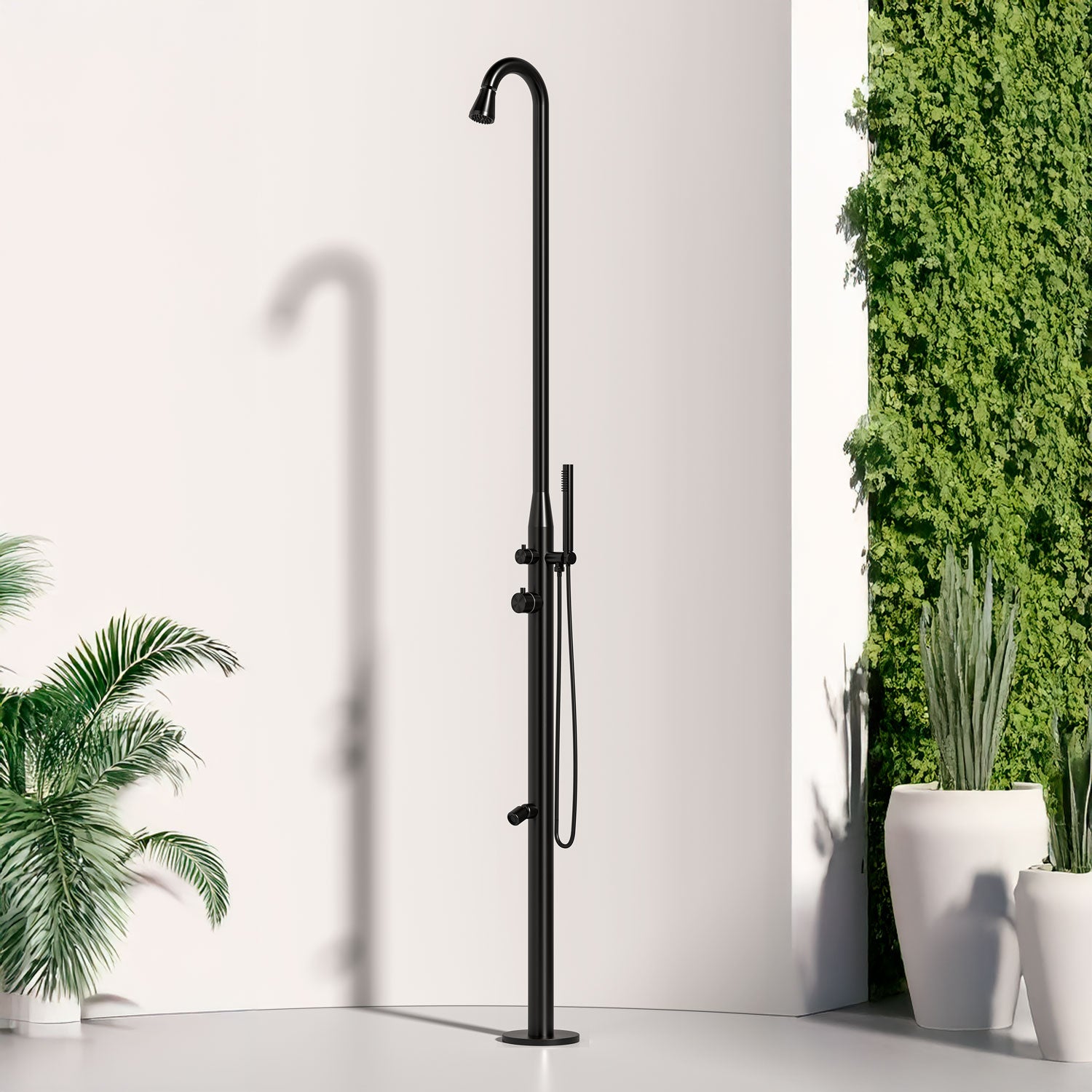 Stainless Steel Shower Stintino with Black Rotating Showerhead Sined