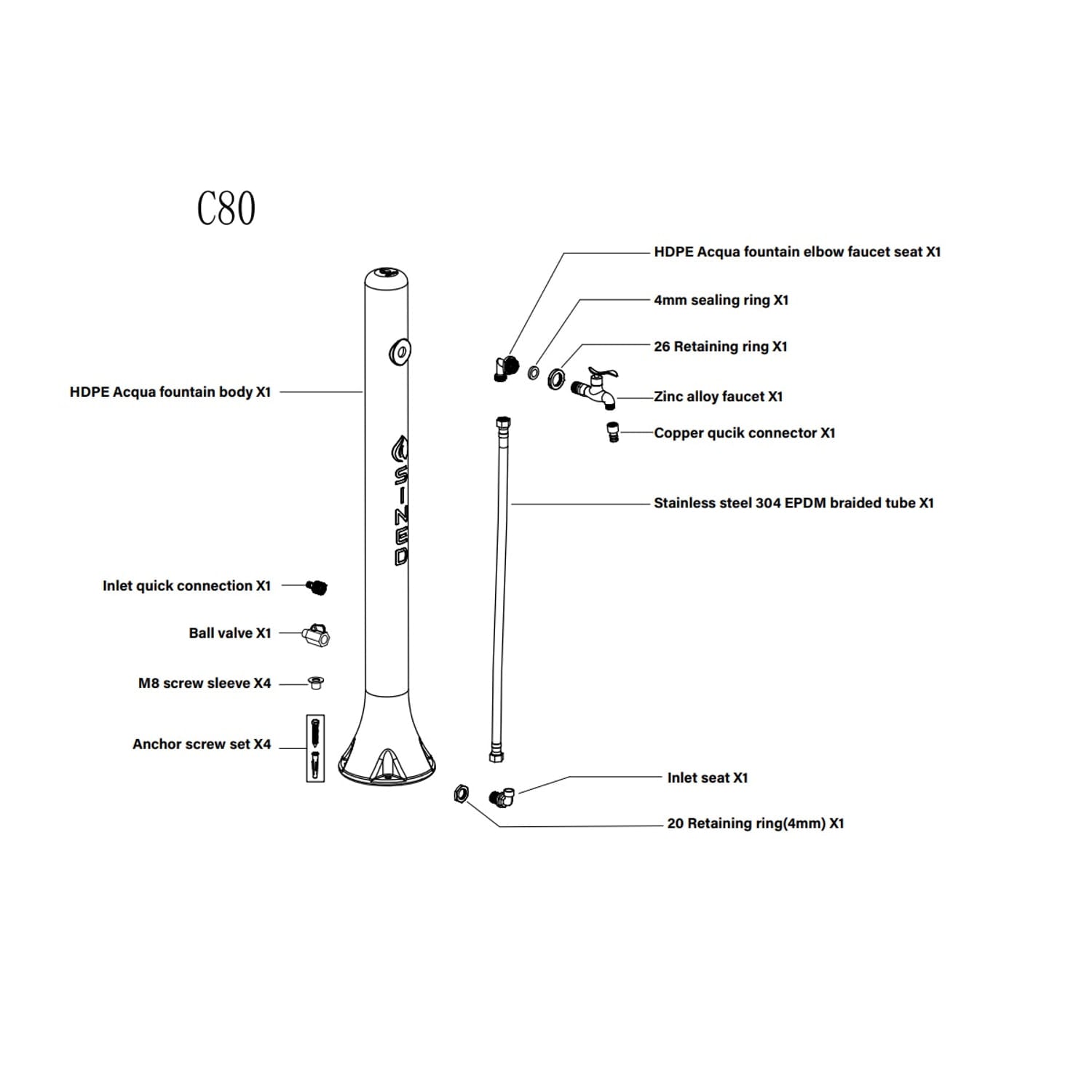Fontaine Jardin Polyéthylène Blanc Pour Arroser Sined