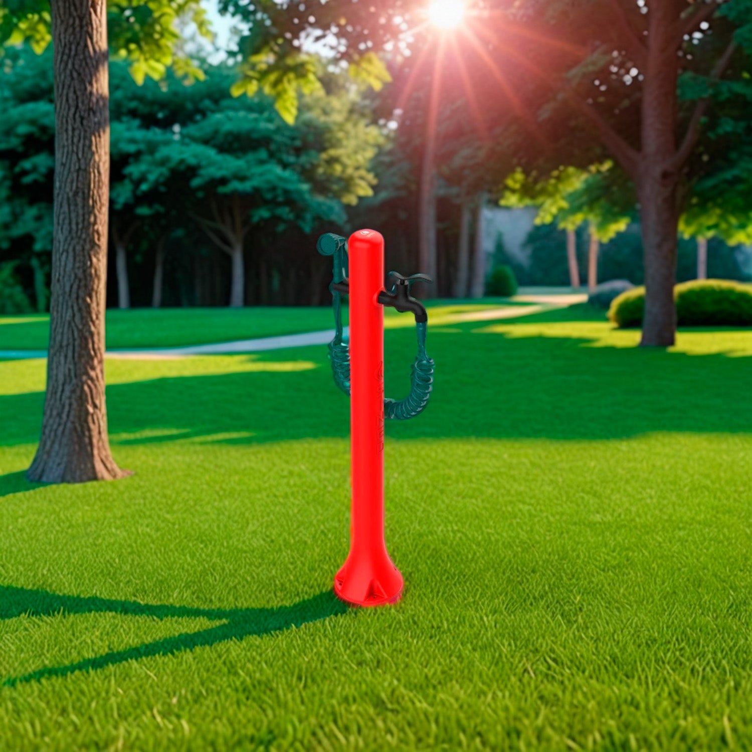 Fontaine de jardin en polyéthylène avec tuyau et pistolet Pro rouge Sined