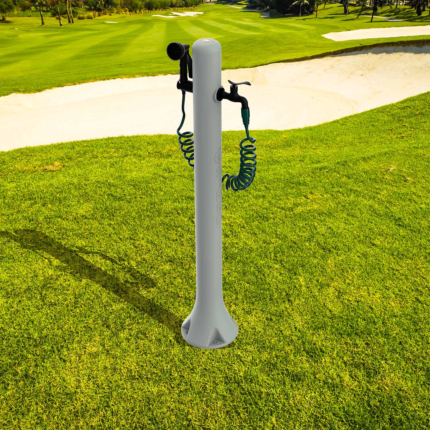 Fontaine de jardin en polyéthylène Sined Acqua Pro avec connexion latérale, montage facile, gris tourterelle