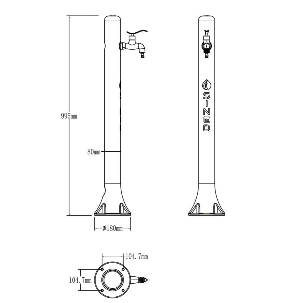 Fuente de Jardín Blanca en Aluminio para Riego de Espacios Exteriores con Conexión Lateral y Compatible con Accesorios Rápidos Incluye Todo para Montaje Fácil SINED FONTANA ALU ACQUA BIANCA
