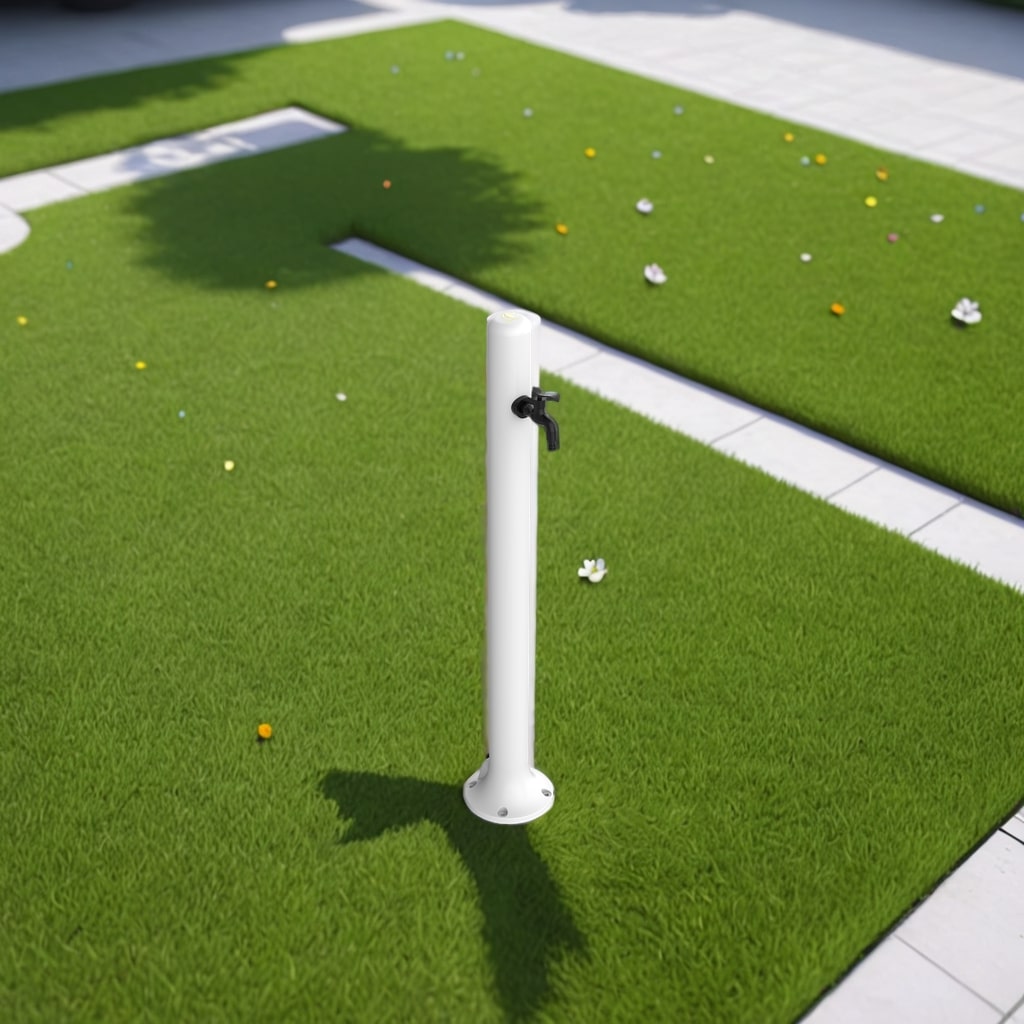 Fuente de Jardín Blanca en Aluminio para Riego de Espacios Exteriores con Conexión Lateral y Compatible con Accesorios Rápidos Incluye Todo para Montaje Fácil SINED FONTANA ALU ACQUA BIANCA