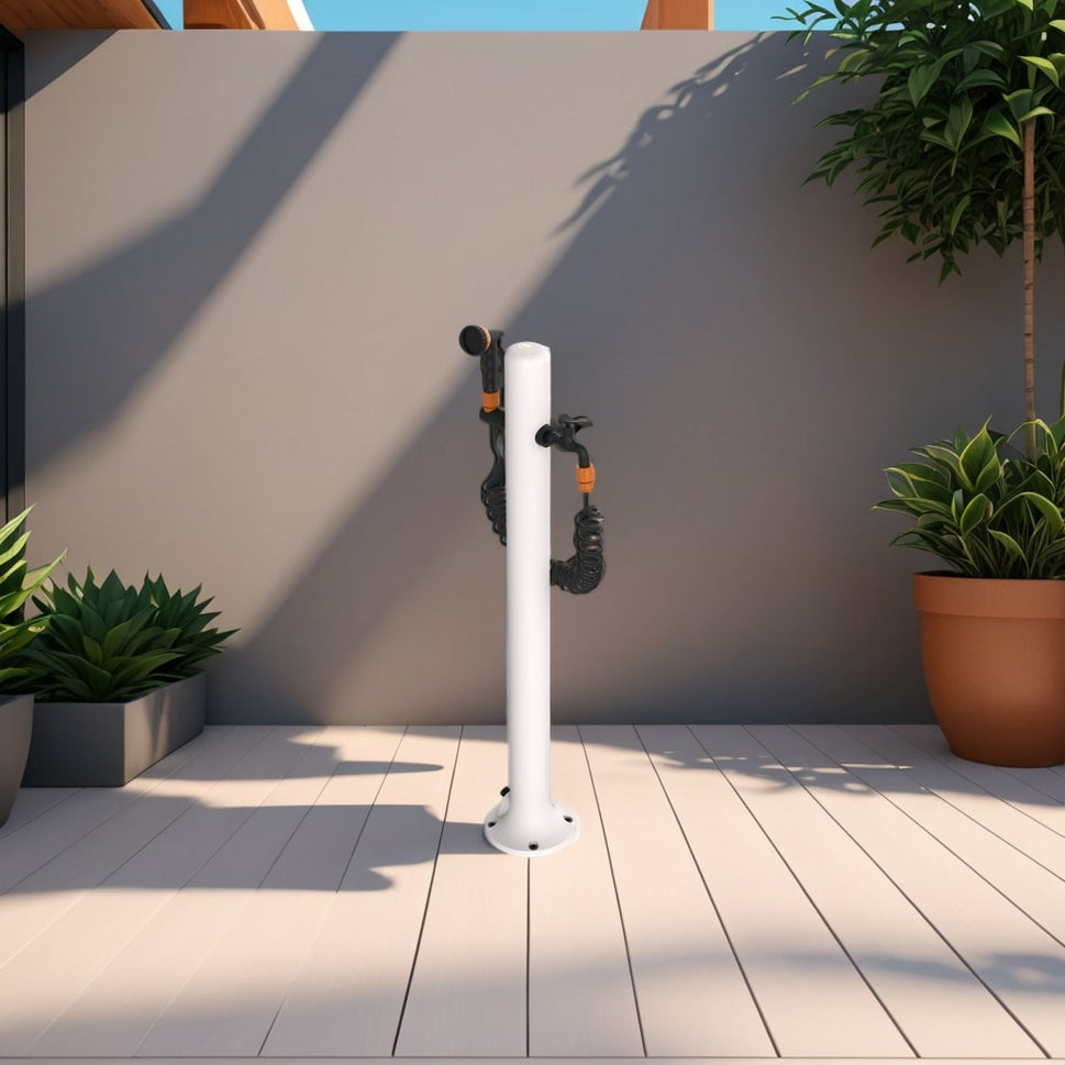 Fuente De Aluminio Resistente Con Conexión Lateral Incluye Manguera De 75 m y Pistola De 8 Chorros Fácil De Montar Ideal Para Uso En Exteriores
