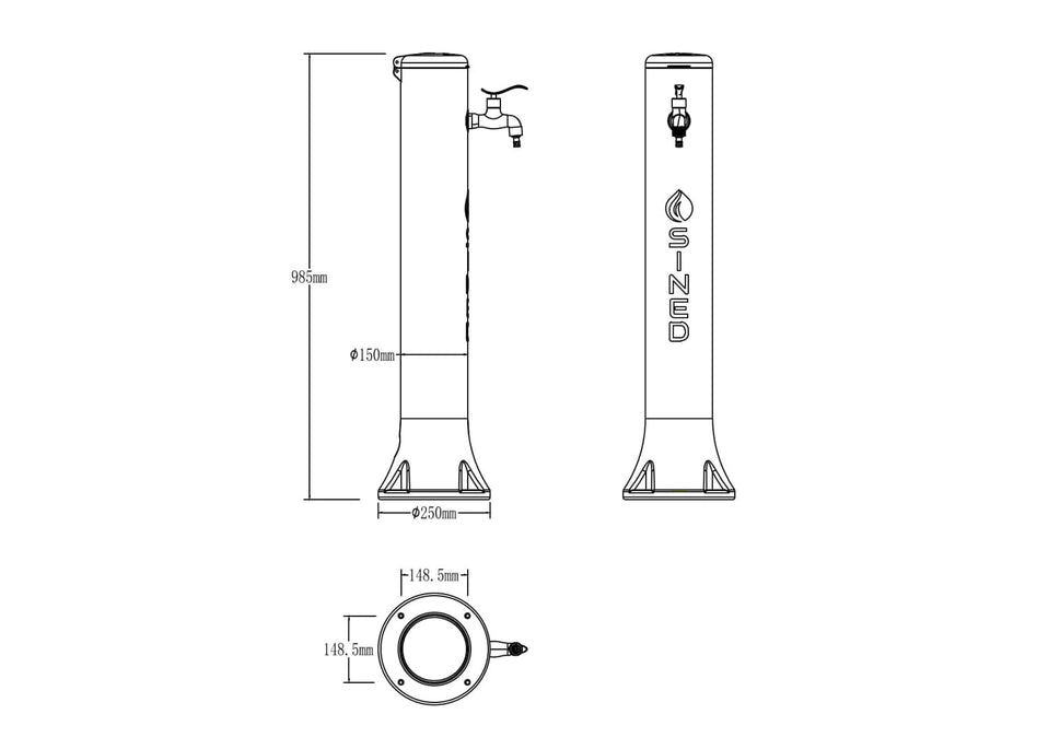 Sined Tritone Fontaine de Jardin en HDPE Préparée pour Raccords Rapides Blanc Hauteur 100 Cm Fabriquée en HDPE