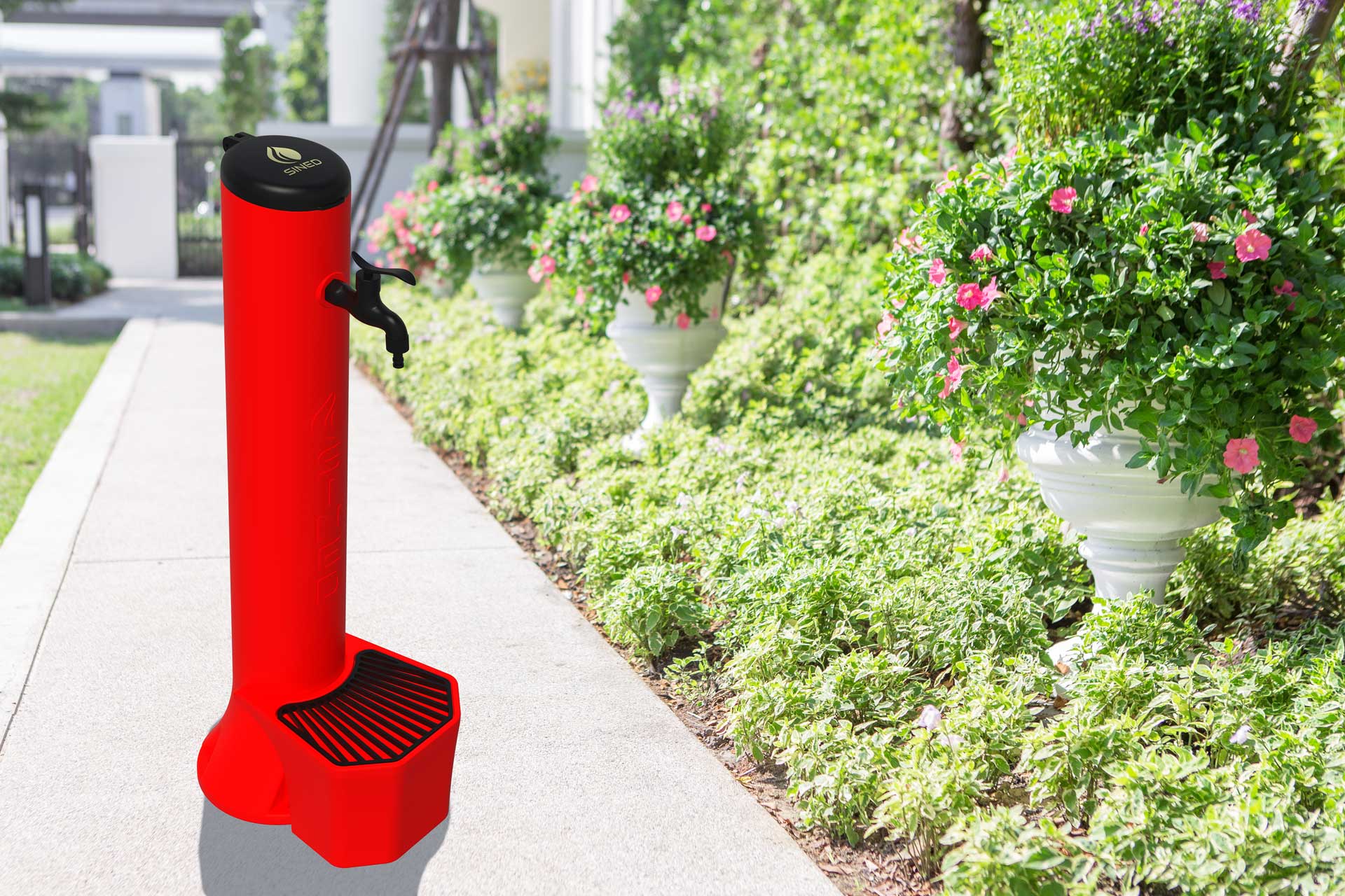 Kit Sined Triton Composé d'une Source et d'un Seau de 5 Litres en Polyéthylène Rouge Fabriqué en Polyéthylène HD