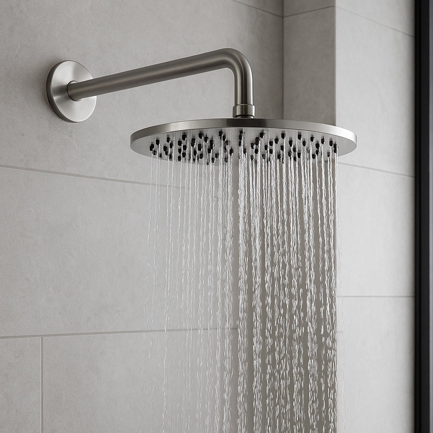 SINED Kit de brazo de ducha de acero inoxidable satinado de 25 cm para instalación en pared acero inoxidable 316L - Modelo LEVANTE