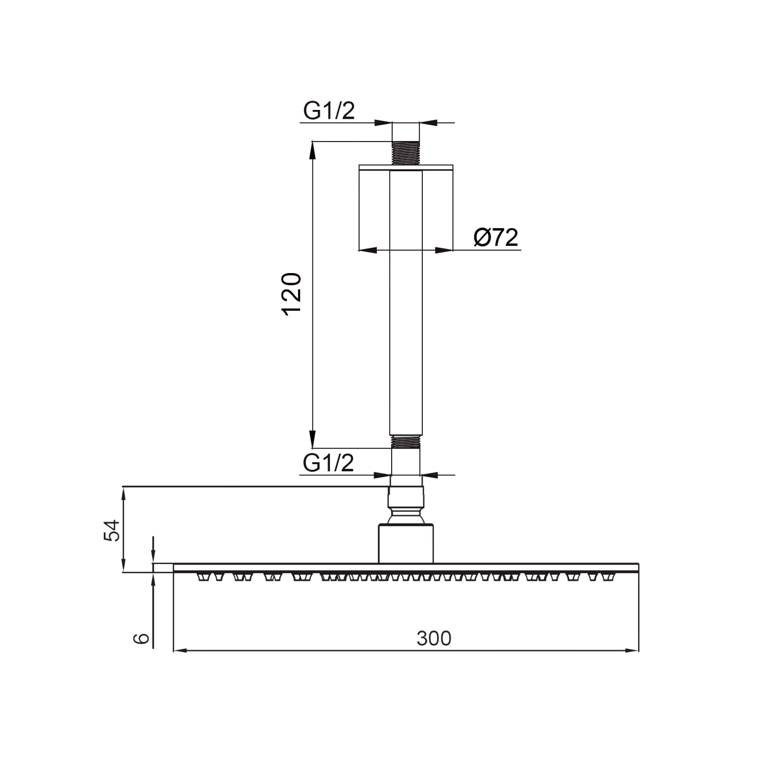 SINED Kit Bras de Douche Inox 30cm Plafond Acier Inoxydable 316L avec finition Or Rose PVD installation pour intérieur et extérieur design résistant à la corrosion modèle LEVANTE