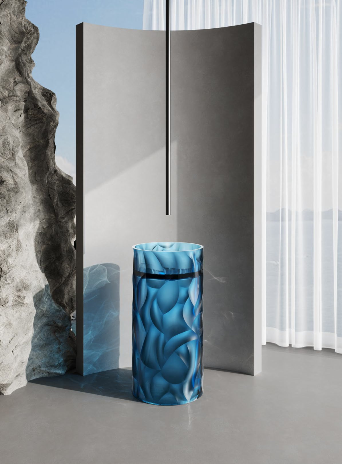 SINED LAVANDINOTRASPARENTEZEFIROBLU lavatório independente sined zefiro azul elegância e qualidade em cada detalhe ideal para o seu ambiente moderno compra segura e entrega rápida