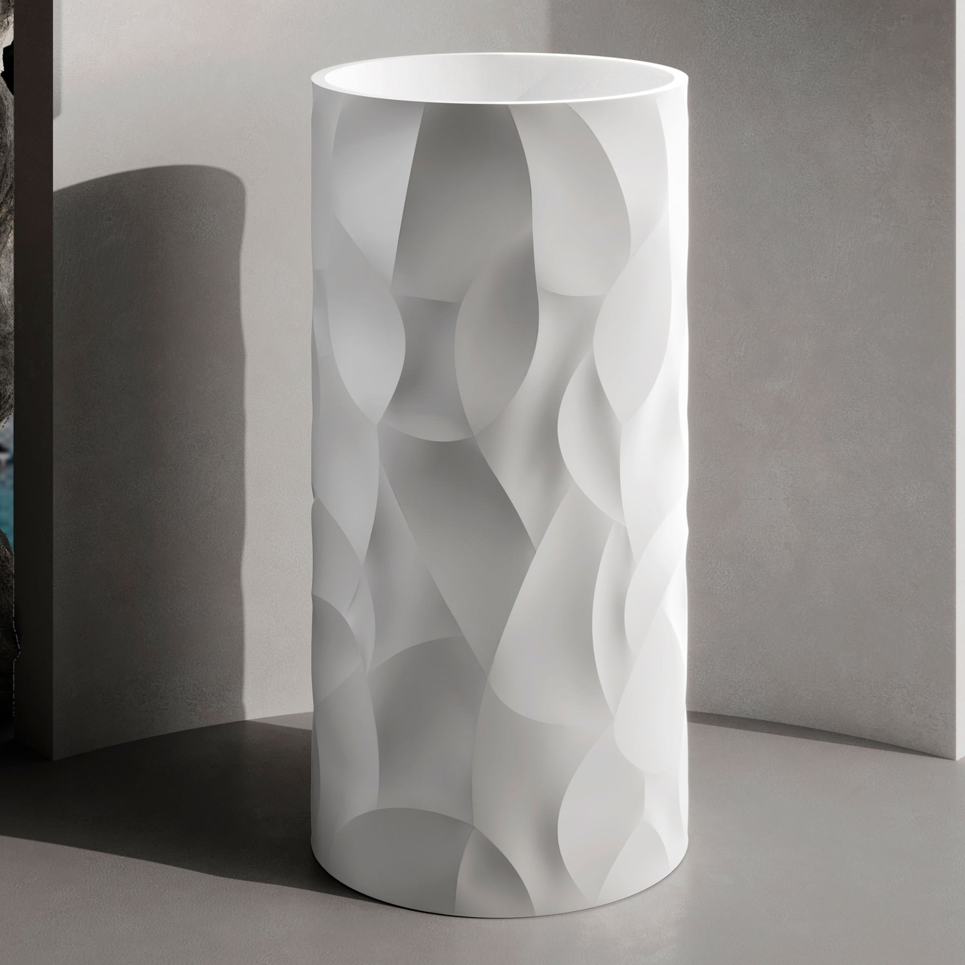 SINED Lavandino free standing en resina blanca de alta resistencia diseno independiente para interiores y exteriores ancho 45 cm modelo ZEFIRO