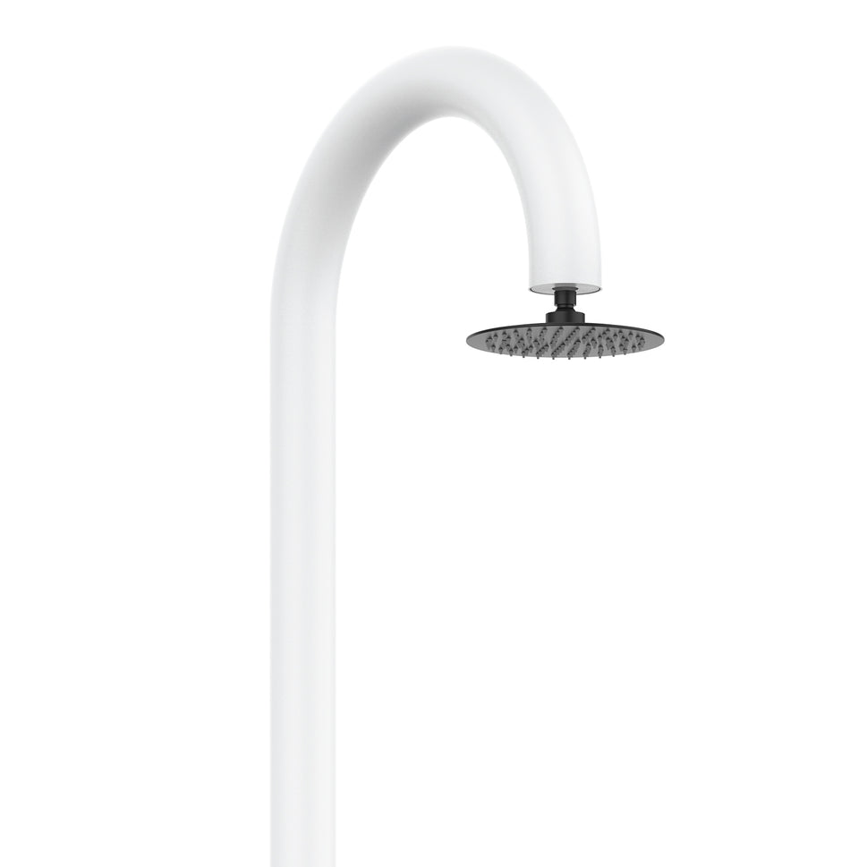 SINED Douche de Jardin en Aluminium Blanc avec Mitigeur pour Eau Chaude et Froide Double Connexion Inférieure et Latérale Pour intérieurs et extérieurs Accessoires Inclus LUNA ALU BIANCA
