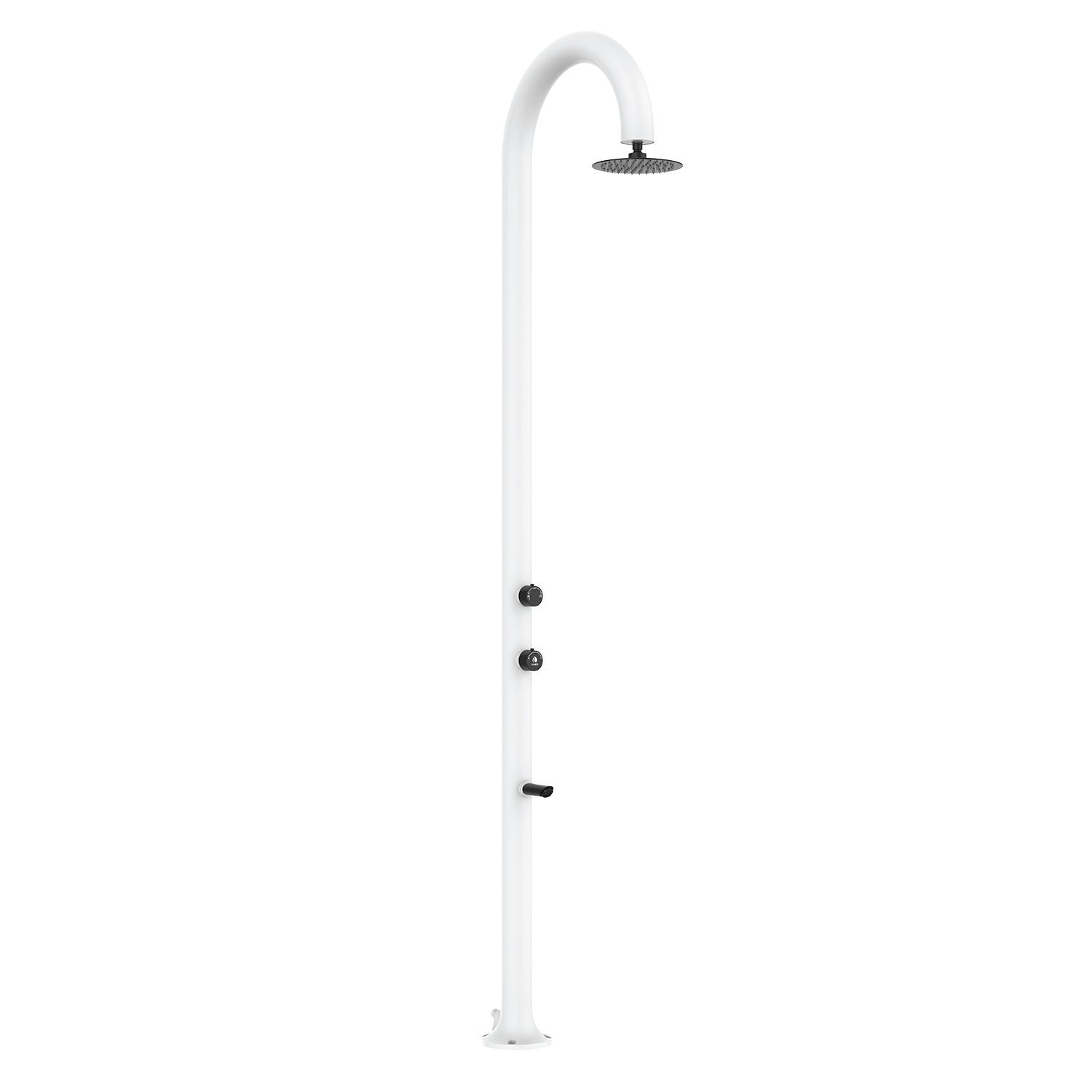 SINED Douche de Jardin en Aluminium Blanc avec Mitigeur pour Eau Chaude et Froide Double Connexion Inférieure et Latérale Pour intérieurs et extérieurs Accessoires Inclus LUNA ALU BIANCA