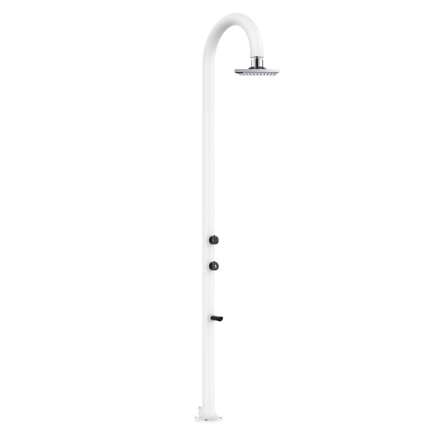 SINED Douche de piscine Blanche en Aluminium avec ISwitch et Thermomètre LCD Double Connexion d'Eau Latérale ou inférieure Idéale pour Extérieur et Intérieur Hauteur 223cm LUNA-ALU-BIANCA-LCD