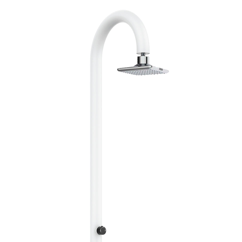 White Moon Outdoor Shower with Foot Wash and LED Lights Sined
