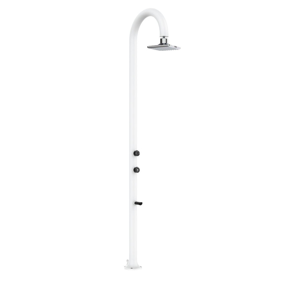 White Moon Outdoor Shower with Foot Wash and LED Lights Sined