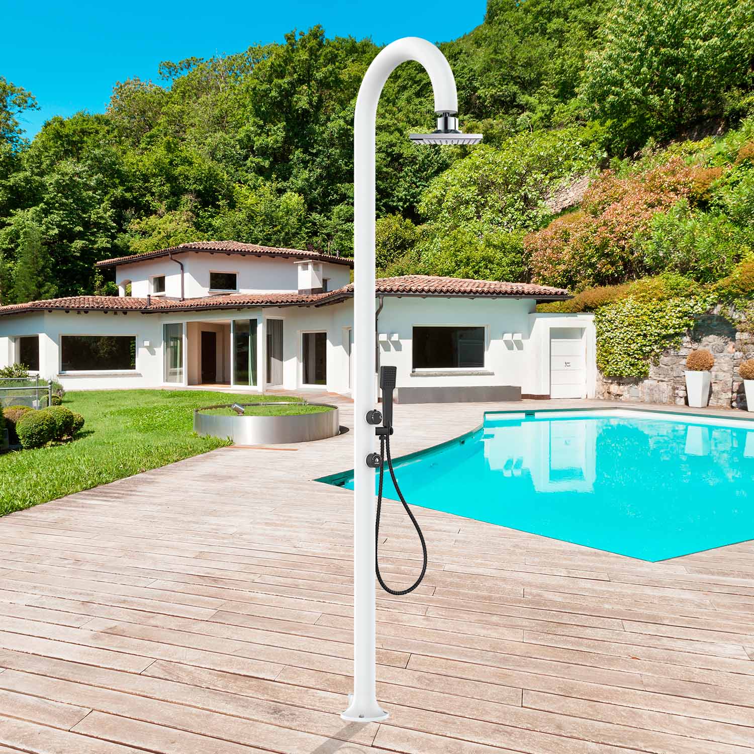 Doccia Giardino Con Doppia Doccia Iswitch Lcd In Bianco Luna Sined