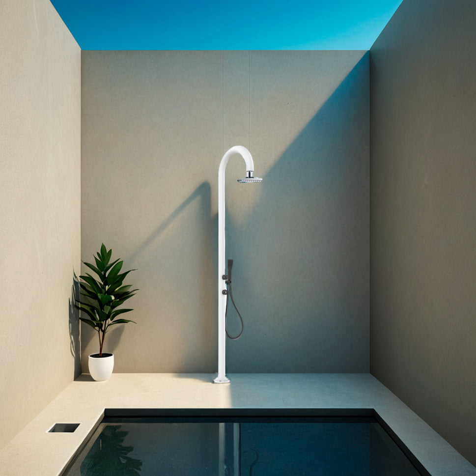 Sined Luna Alu d Weiße LCD-Aluminiumdusche mit Doppeldusche Iswitch Square White