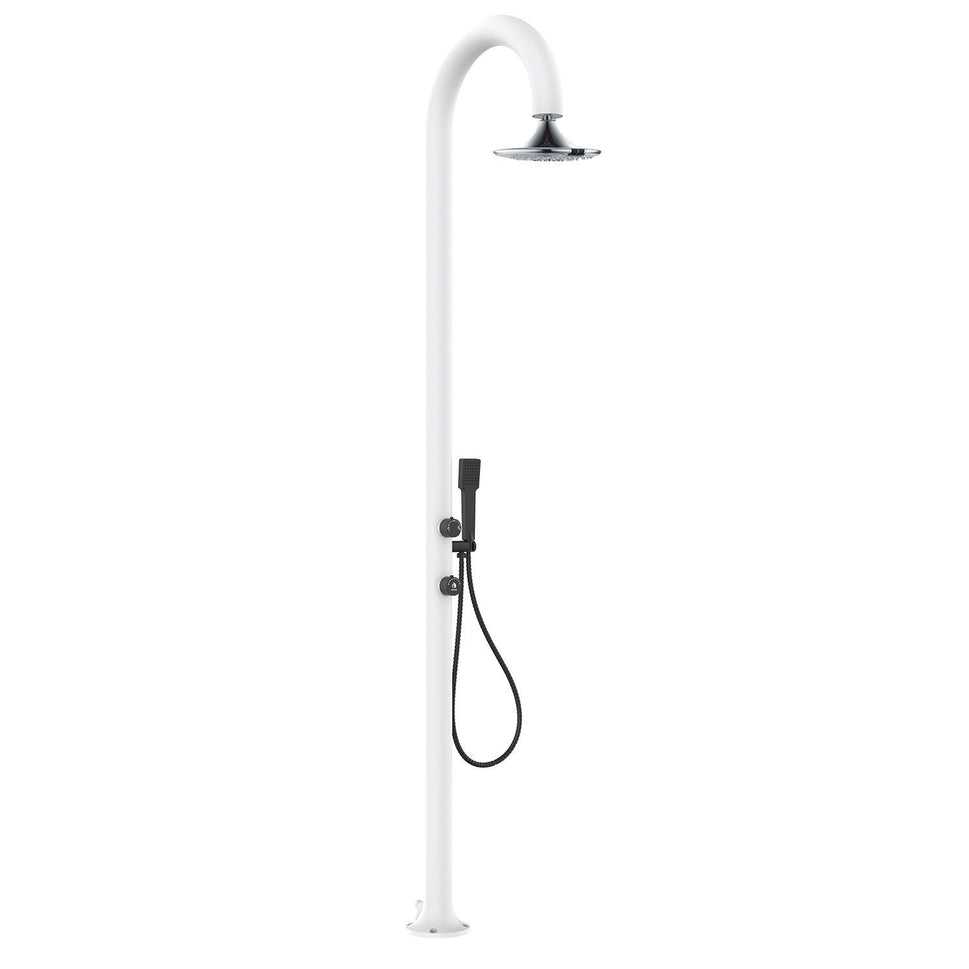 Sined Luna Alu d Bianca Sensor Outdoor Shower With Double Connection For Shower Round Shower With Sensor White