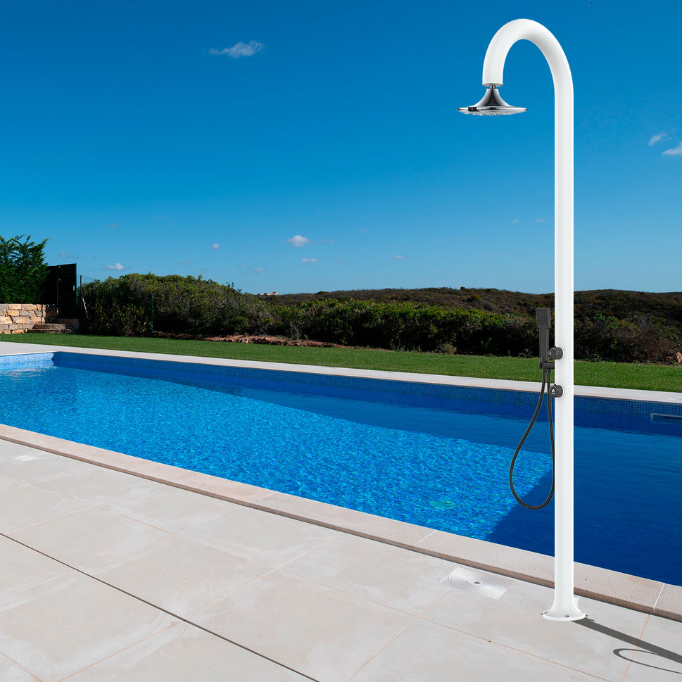 Sined Luna Alu d Bianca Sensor Outdoor Shower With Double Connection For Shower Round Shower With Sensor White