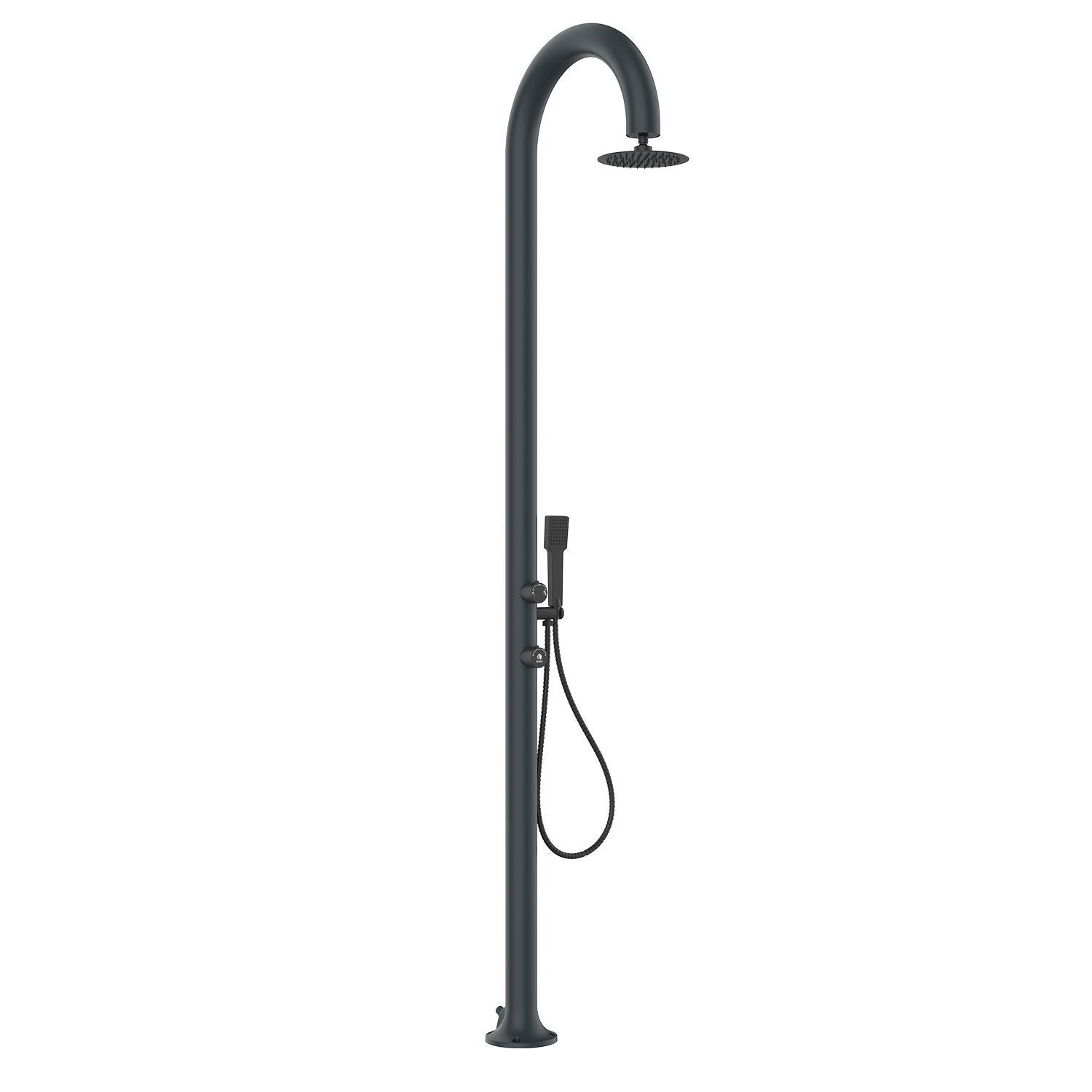 SINED Douche de Jardin en Aluminium Gris avec Douchette Eau Chaude et Froide Pomme de Douche Anticalcaire Idéale pour Jardins et Campings LUNA ALU D GRIGIA